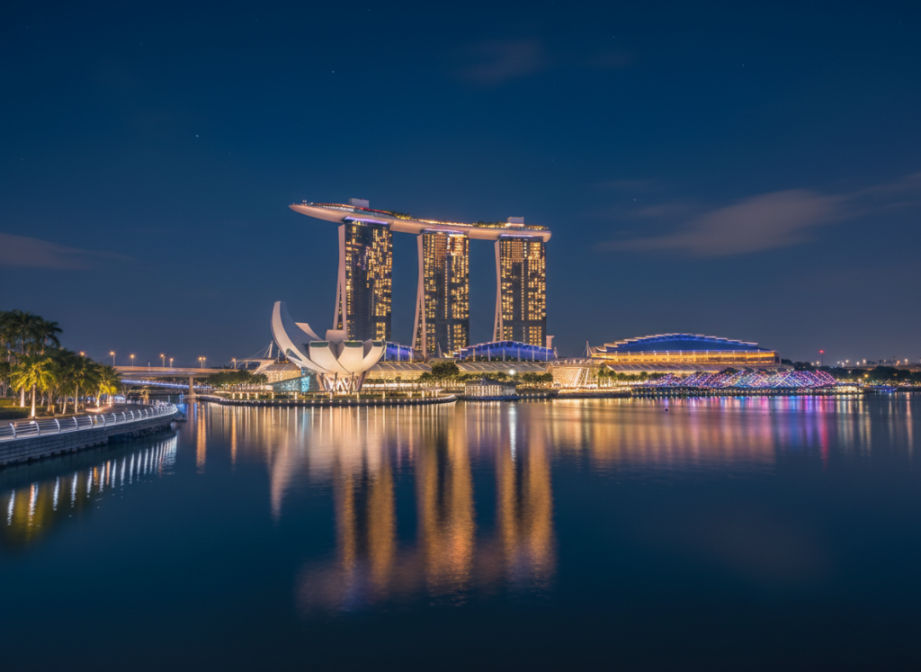 Singapore Marina Bay skyline at night