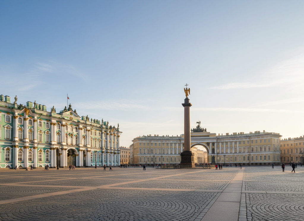 The Winter Palace and Hermitage Museum on Palace Square in St. Petersburg